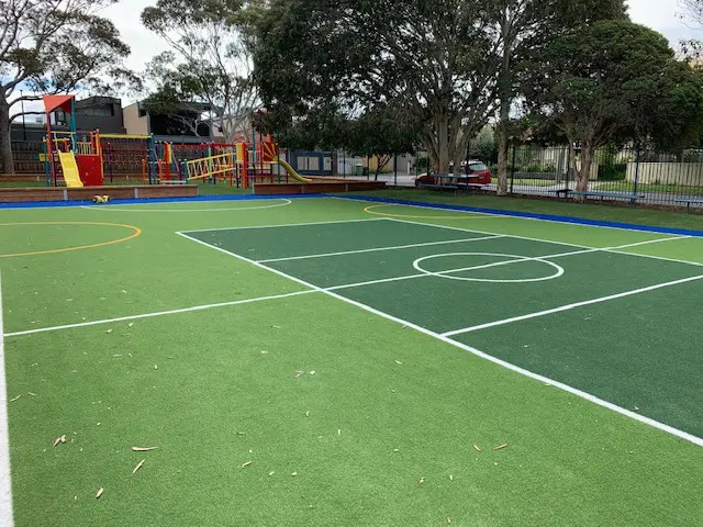 Clever design encourages students to use the TigerTurf multi-sport court