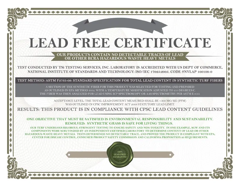 Warranty and Certifications 12 LeadFreeCert